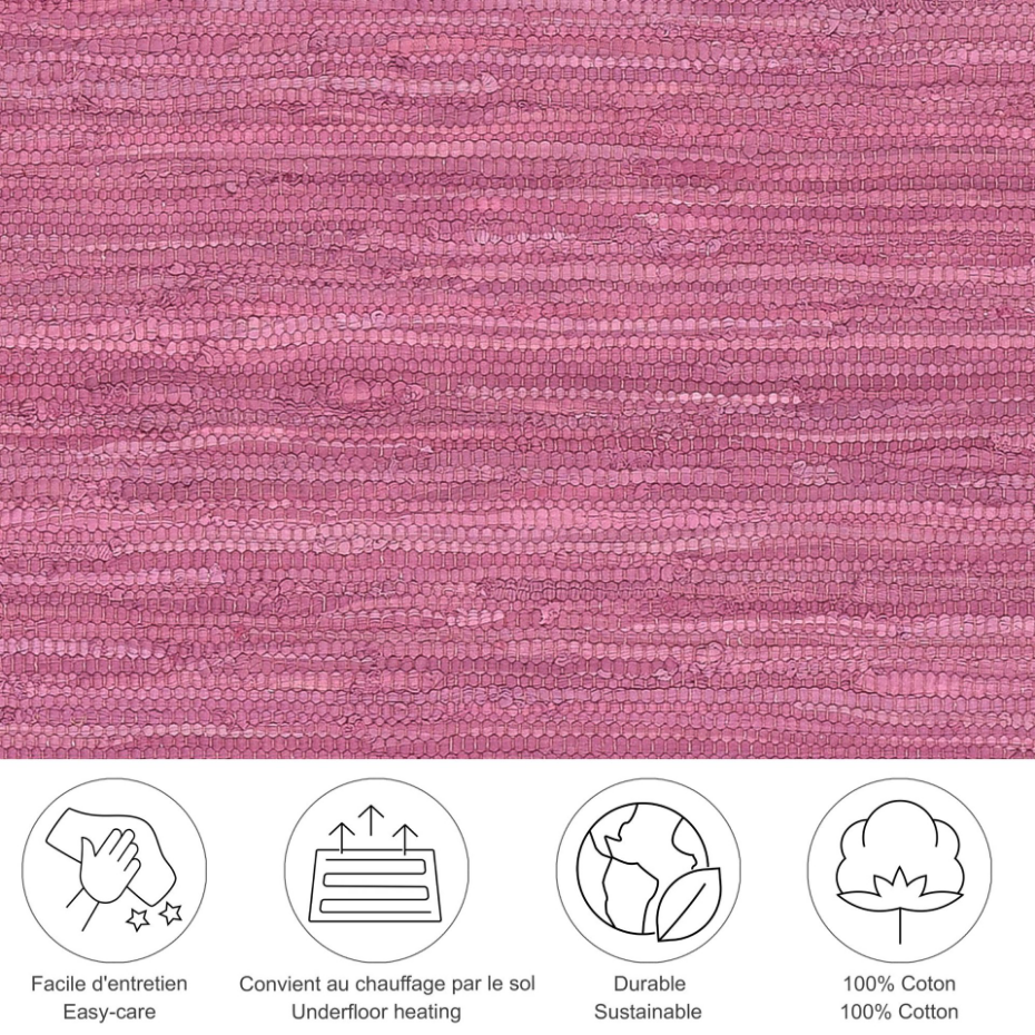 Tapis réversible coloré en coton tissé à la main - Happy Cotton