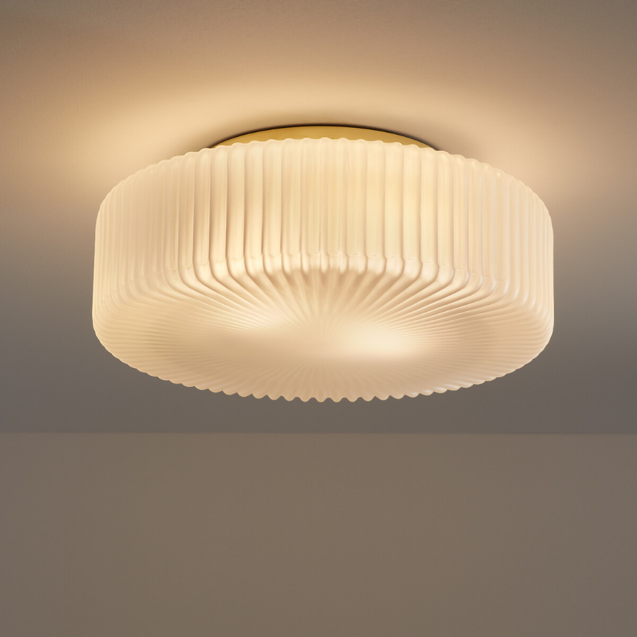Plafonnier ou applique, en verre strié opaline, PHÉRADÉ