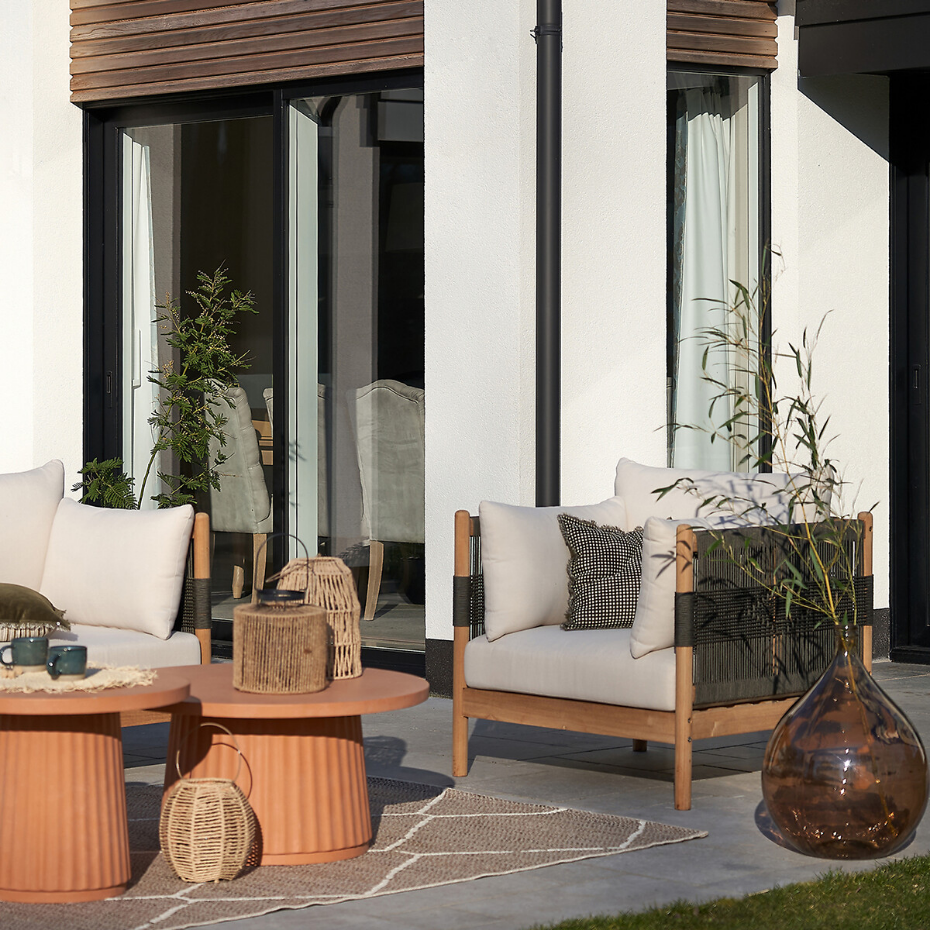 Fauteuil de jardin en teck et corde, Odette
