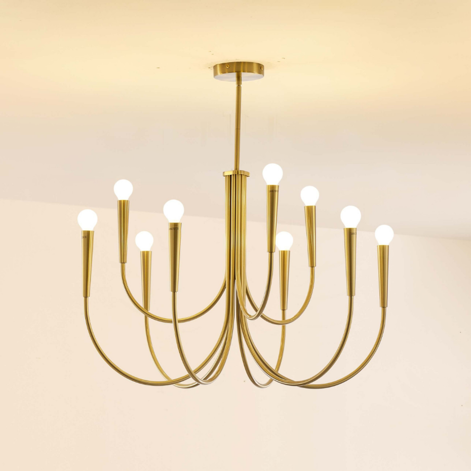 Lustre doré bras multiples 9 lumières - KAELISMA