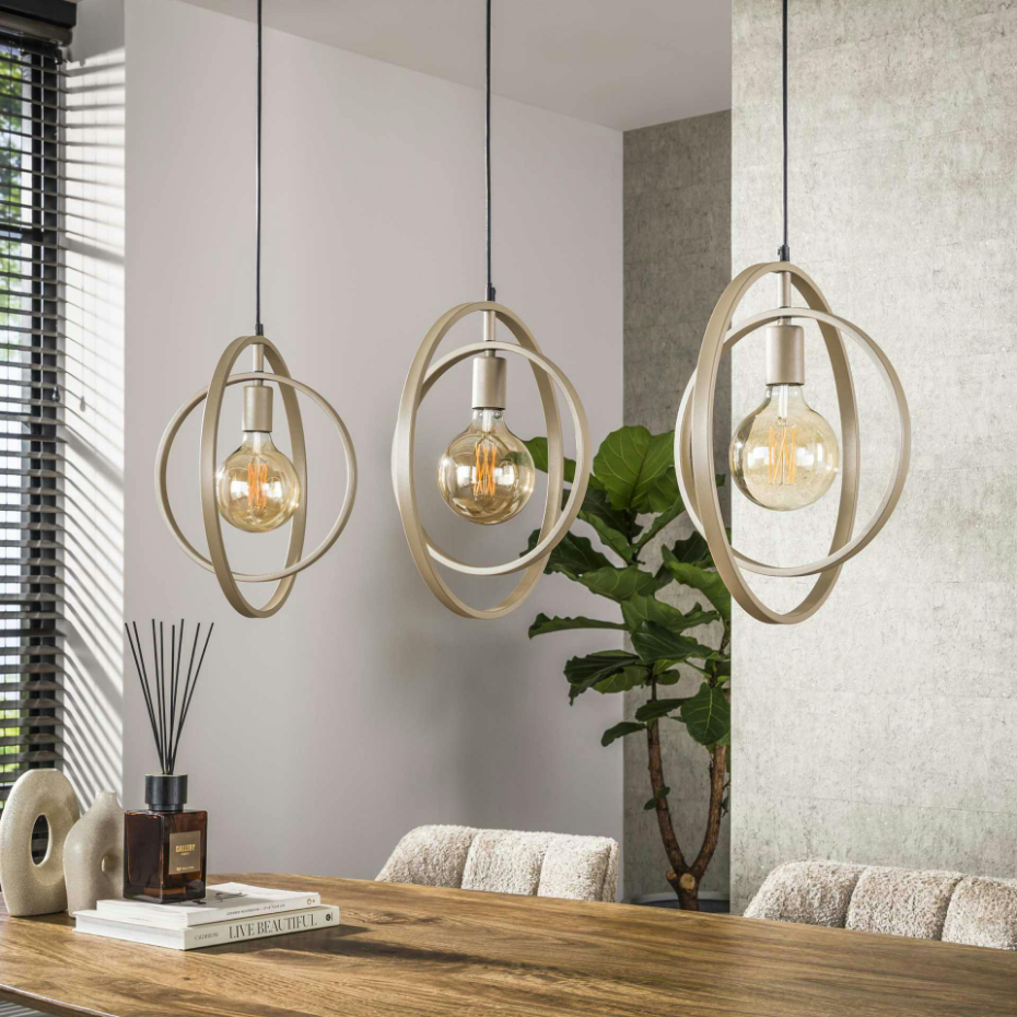 Suspension 3 lampes anneaux croisés TRIBECA