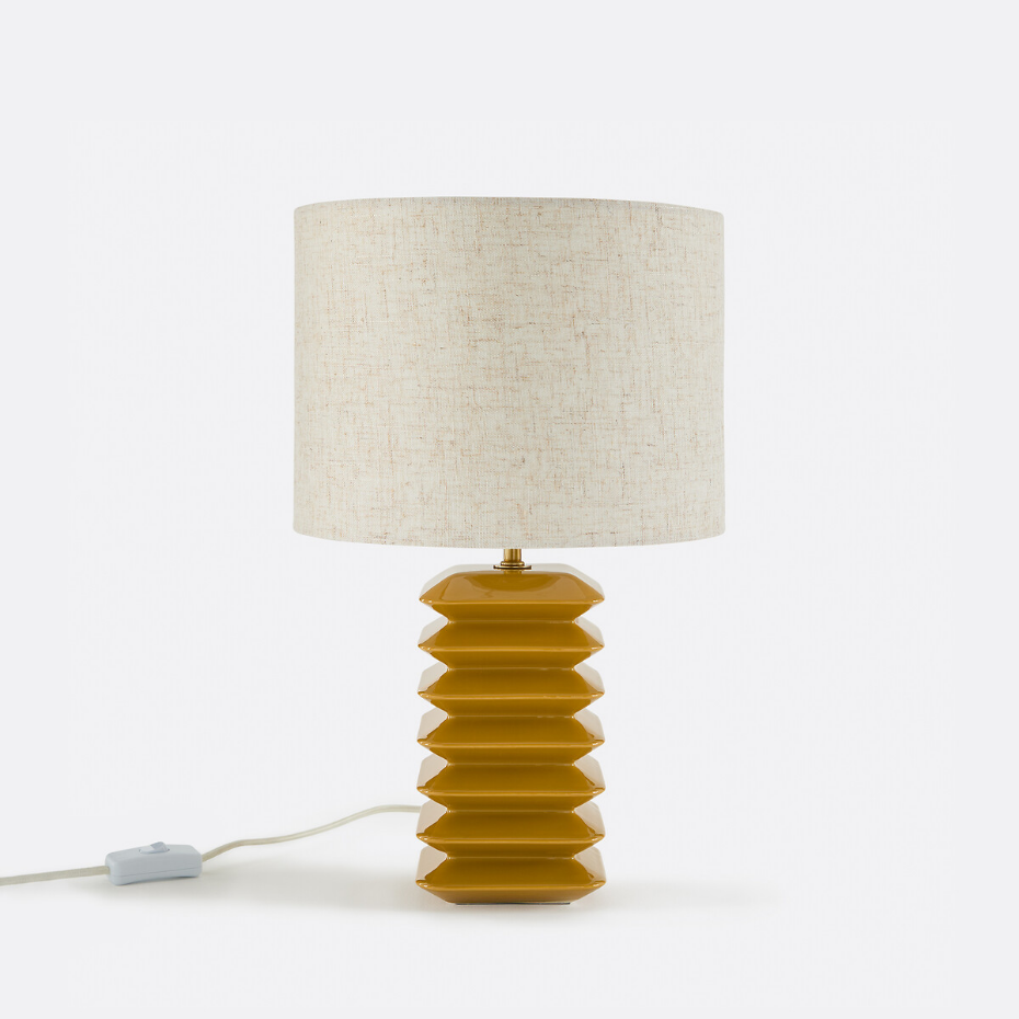 Lampe à poser en céramique et lin, Remilo