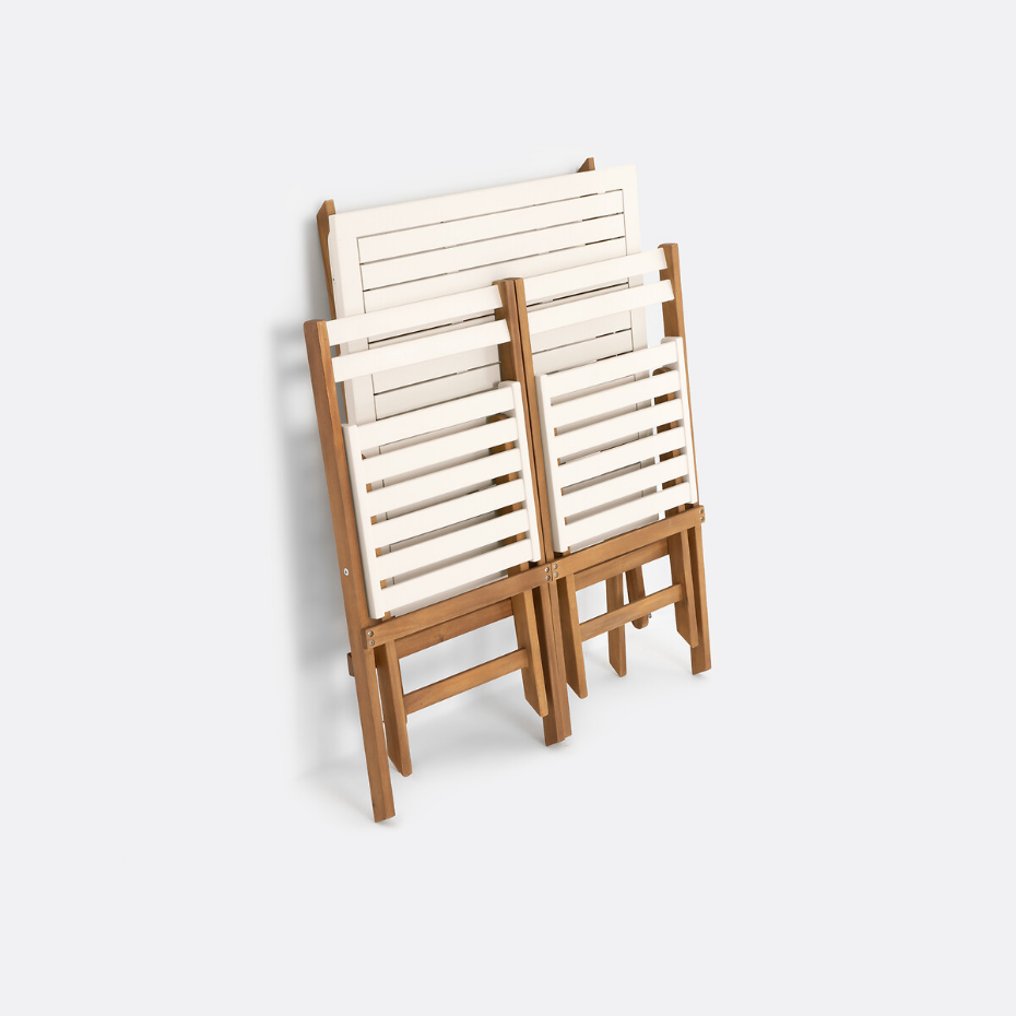 Ensemble de jardin pliable, 3 pièces, en acacia, DUDENA