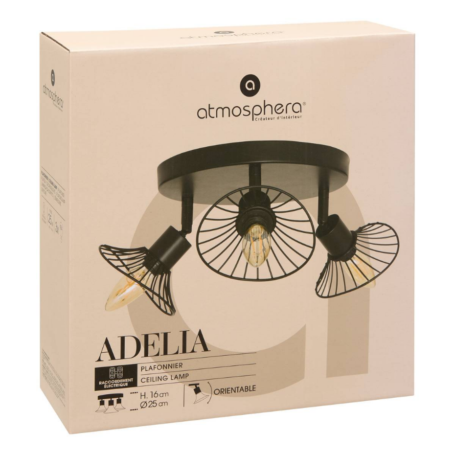 Plafonnier 3 spots orientables métal ADELIA