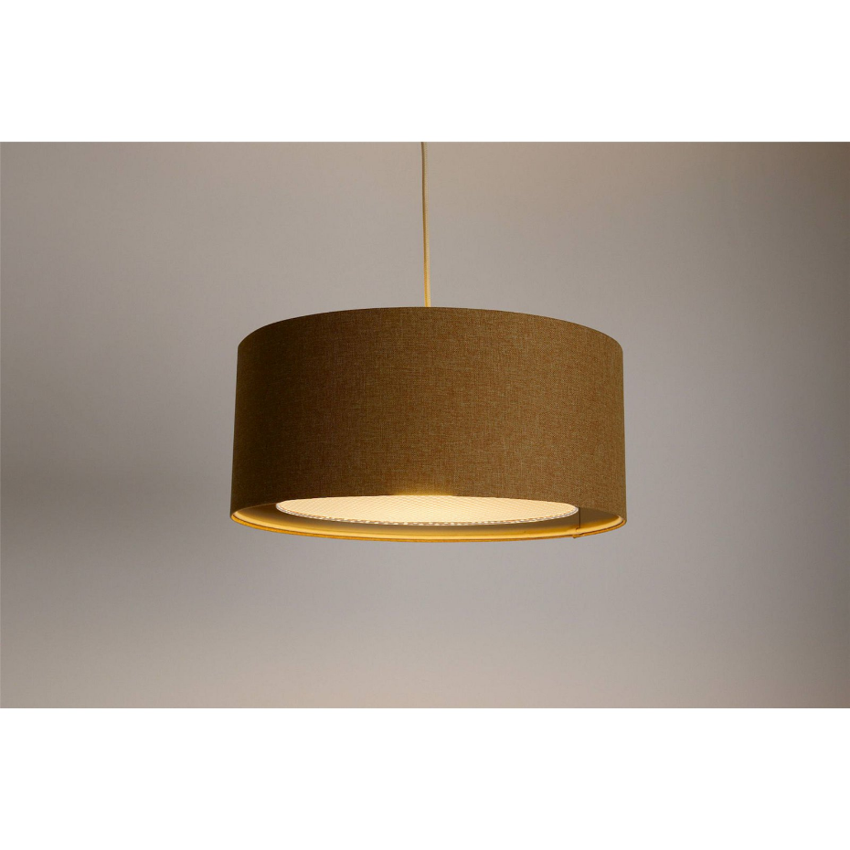 Suspension ronde en tissu avec diffuseur rotin Boho Elegant