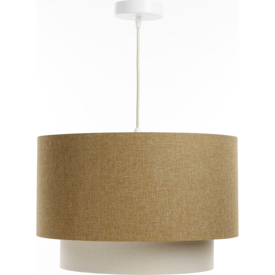 Suspension ronde en tissu avec diffuseur rotin Boho Elegant