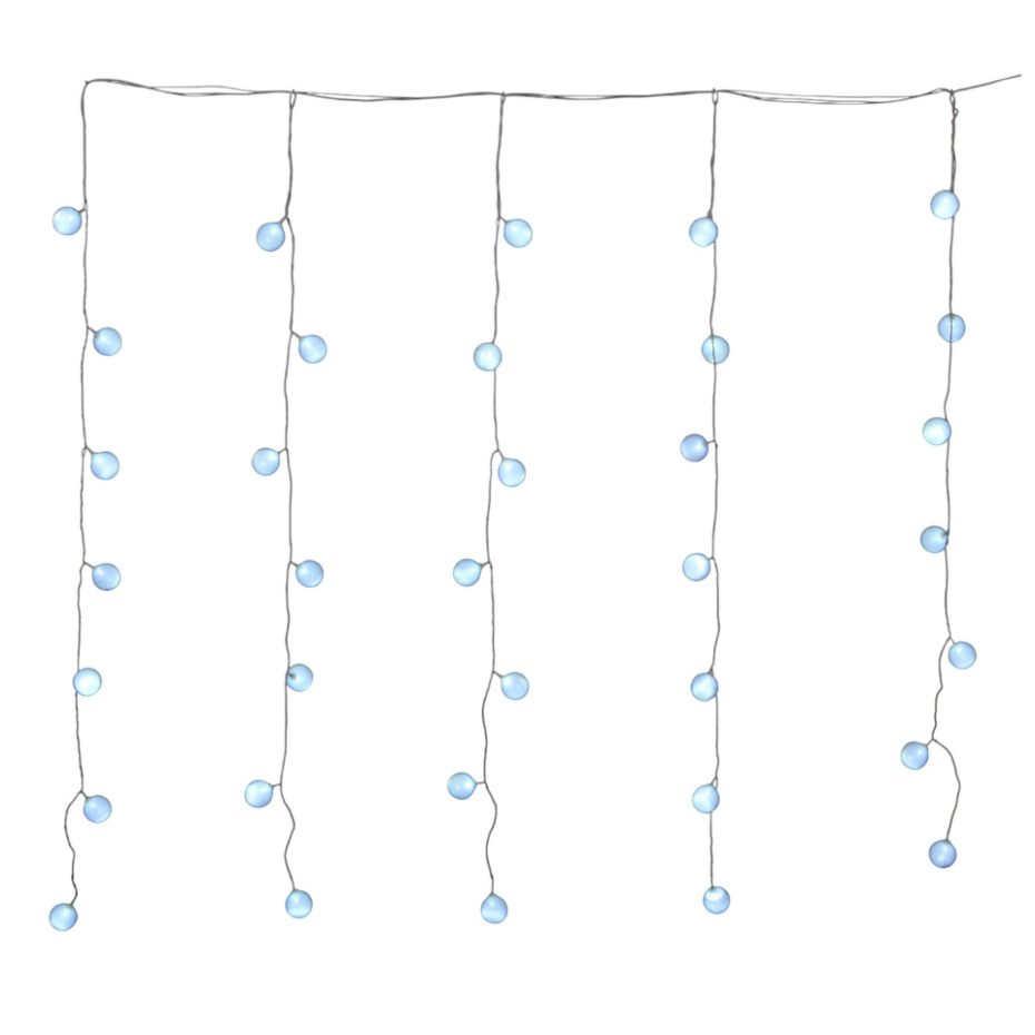 Rideau de Boules Lumineuses 35 LED Blanc Fixe