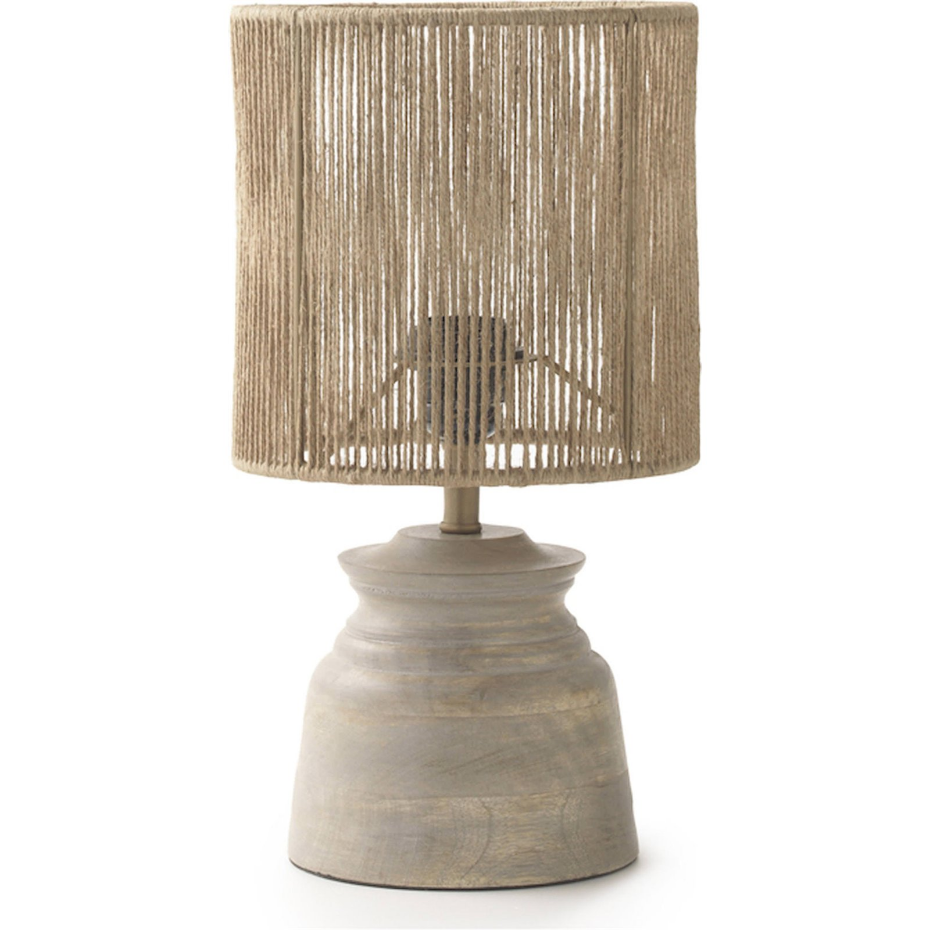 Lampe de table carrée en bois et jute