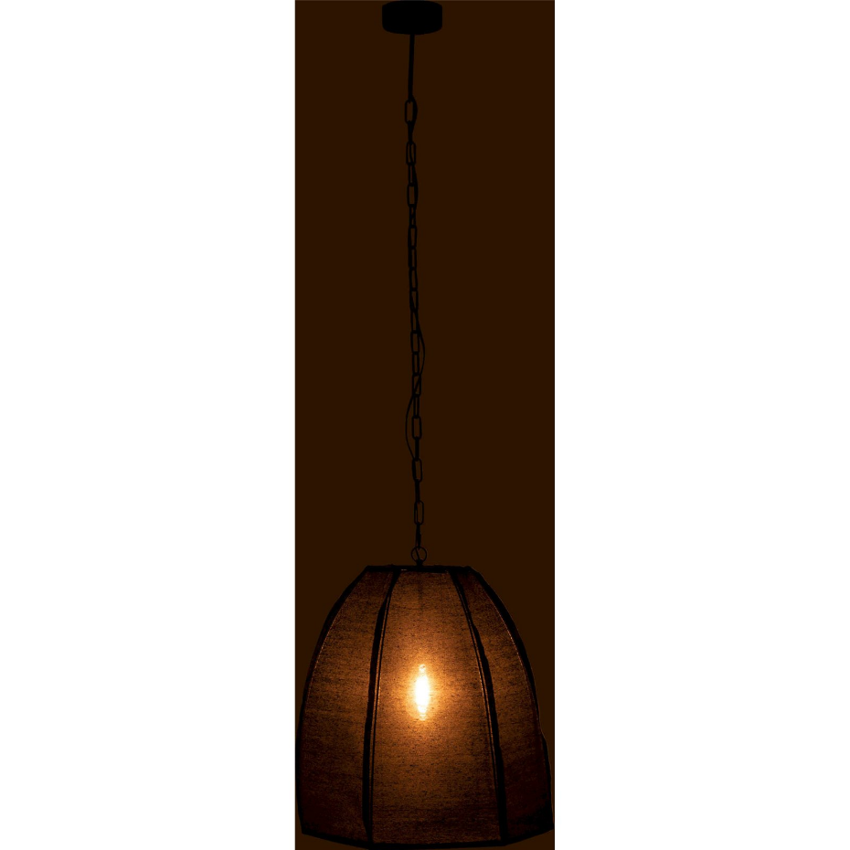 Plafonnier forme poire en lin et fer