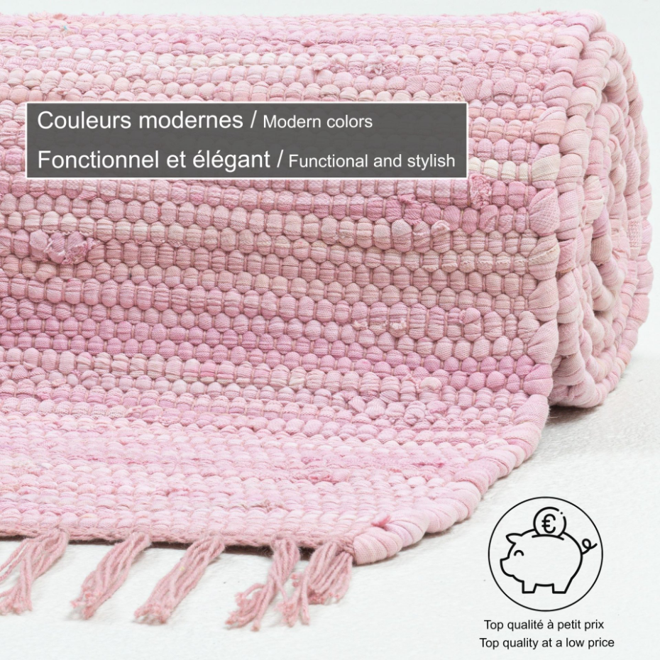 Tapis réversible coloré en coton tissé à la main - Happy Cotton