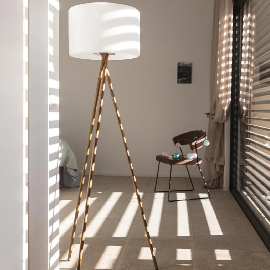 Lampadaire d'extérieur sans fil TAMBOURY WOOD RGB H150cm