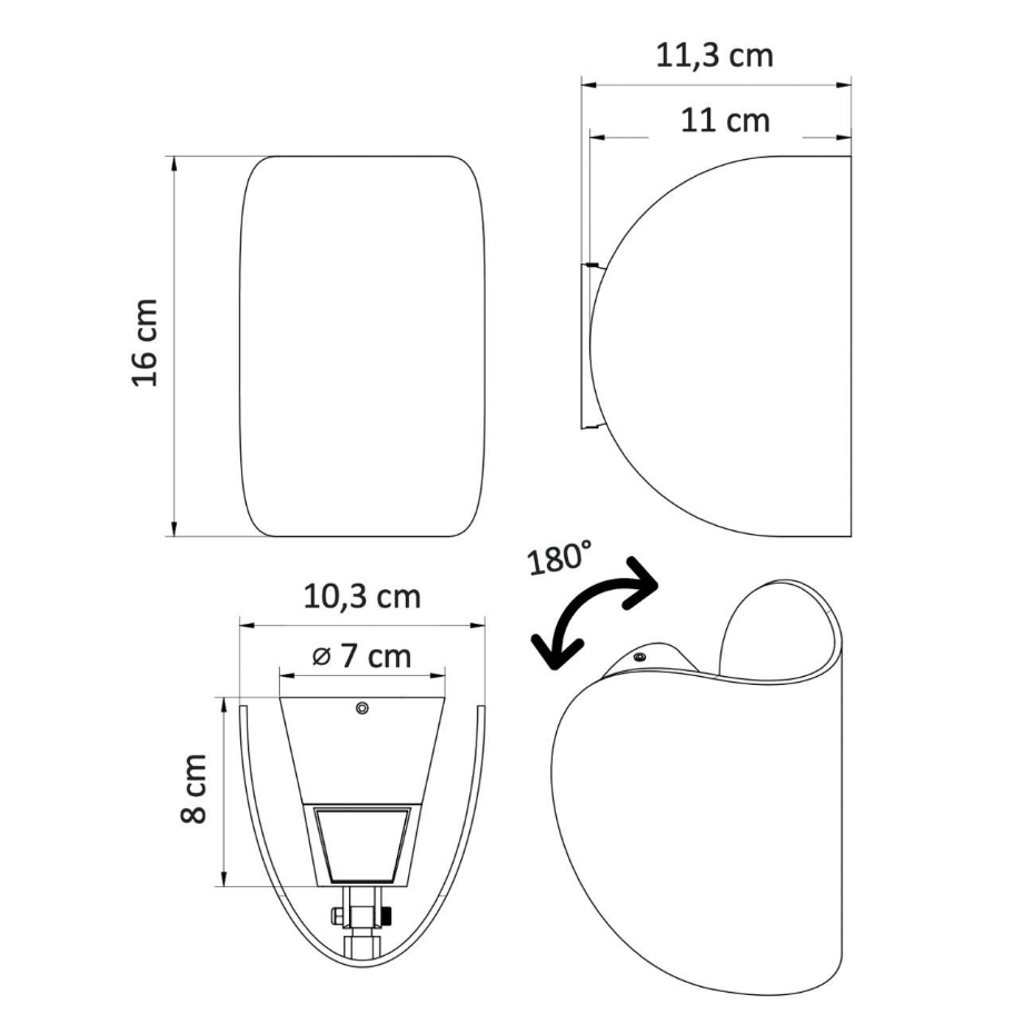 Applique noire avec LED orientable - NOTTE