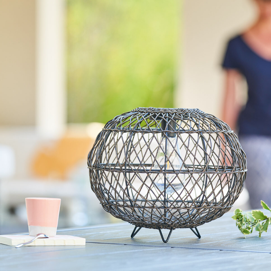 Lampe solaire d'extérieur osier tressé BOULE