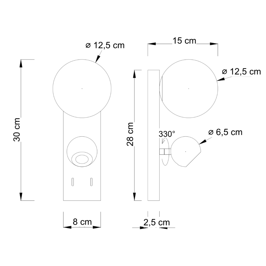 Applique liseuse design double éclairage - AVELYSA