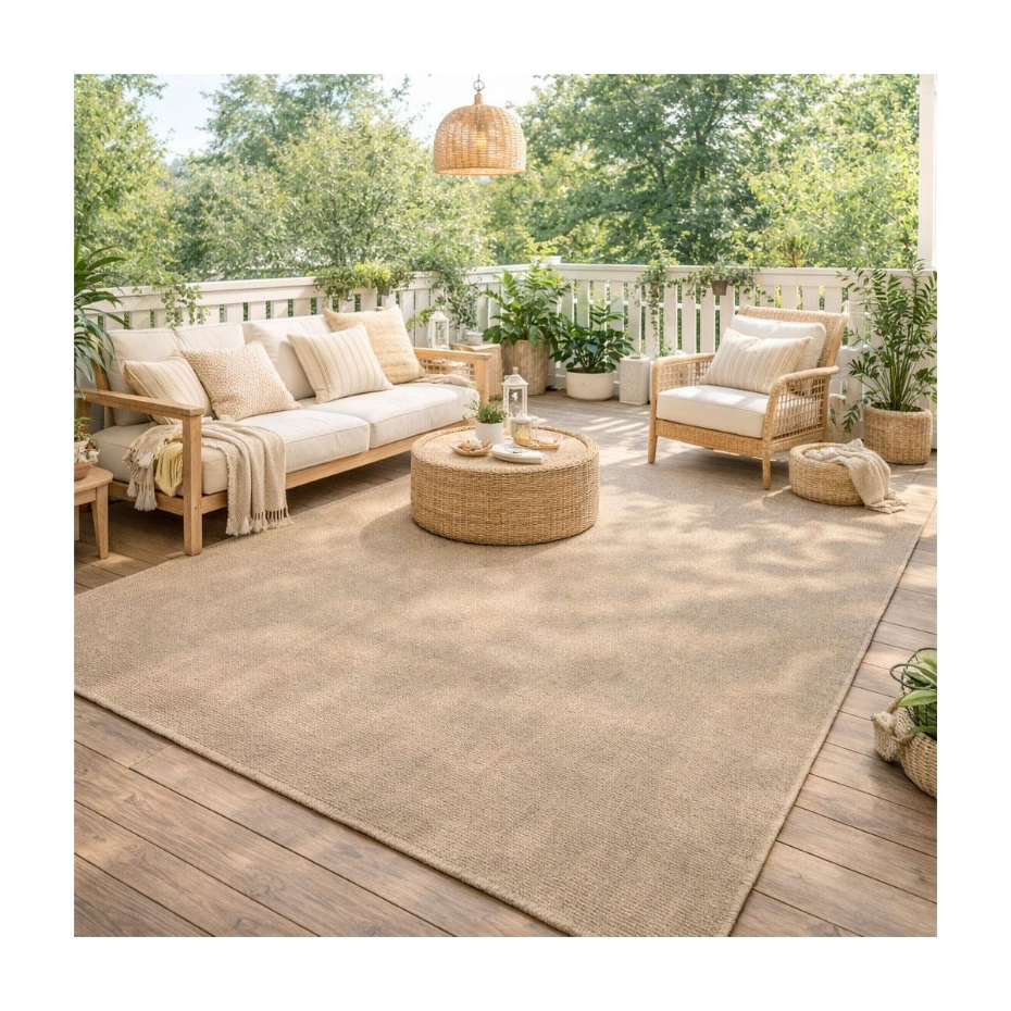 Tapis extérieur intérieur LYN13 REZA aspect jute motif uni