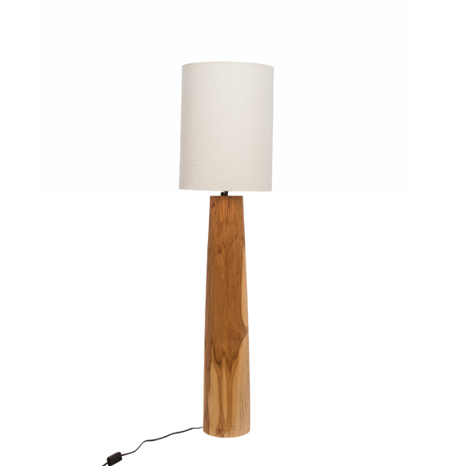 Lampe à poser en teck avec abat-jour en lin AGATHE