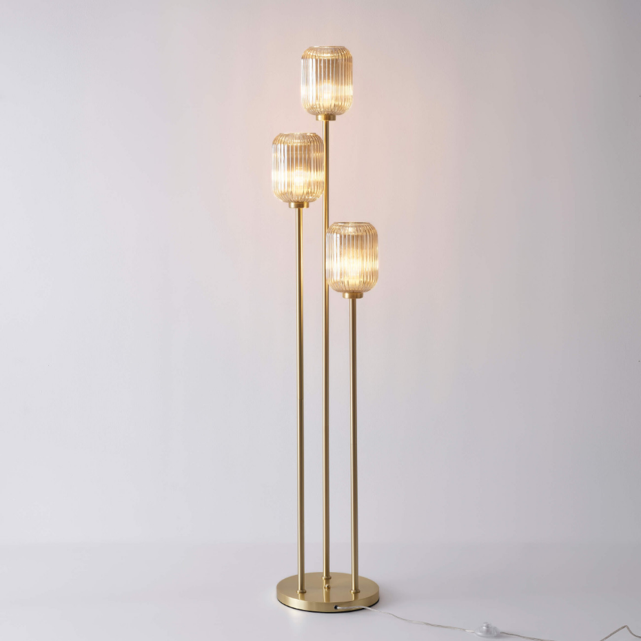 Lampadaire à abat-Jour verre ambré - ROSALIA