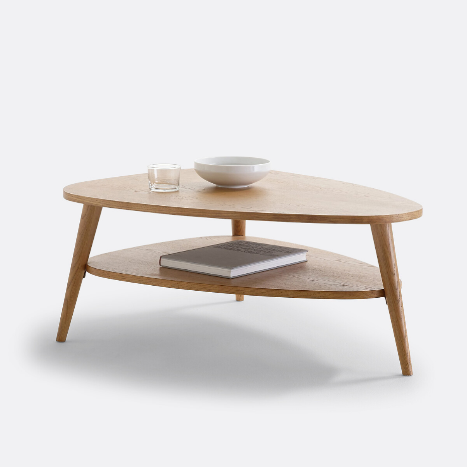 Table basse vintage, à double plateau, longueur 90 cm, QUILDA