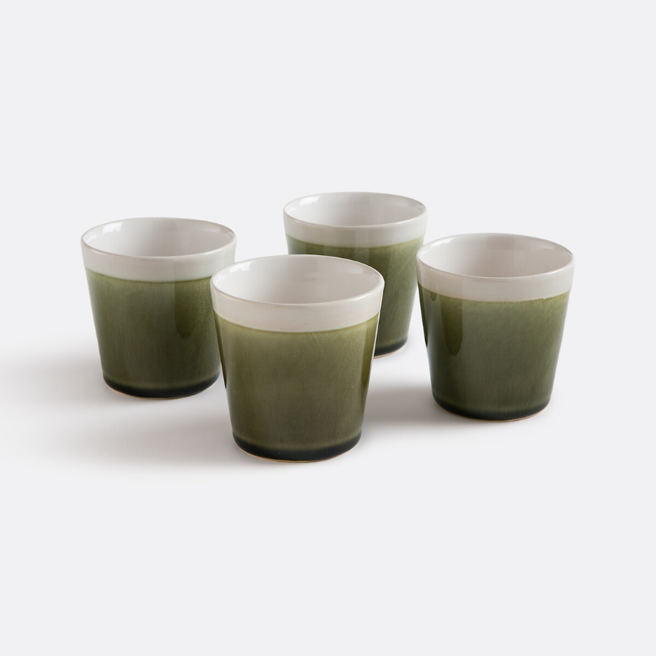 Lot 4 tasses à café craquelées, GOGAIN