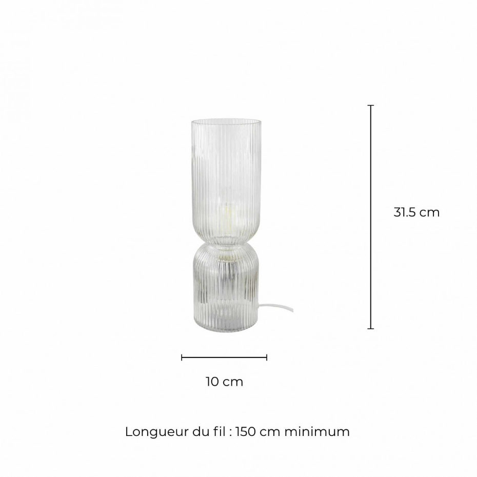 Lampe à poser en verre strié, CHARMY
