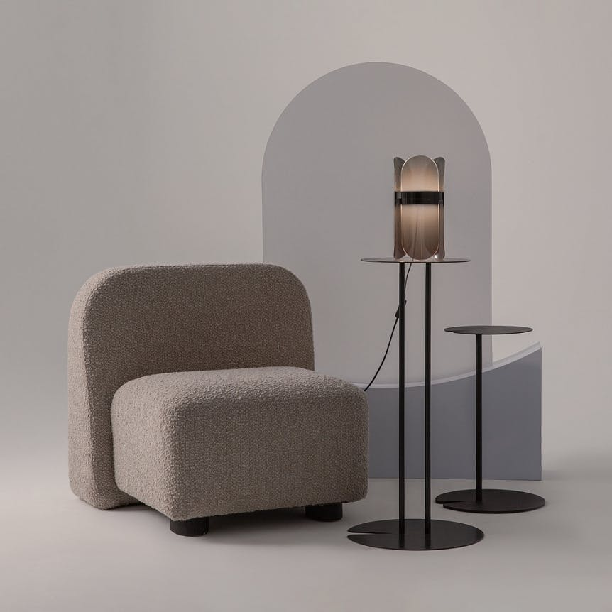 Lampe de chevet moderne en verre fumé – forme corolle ELY