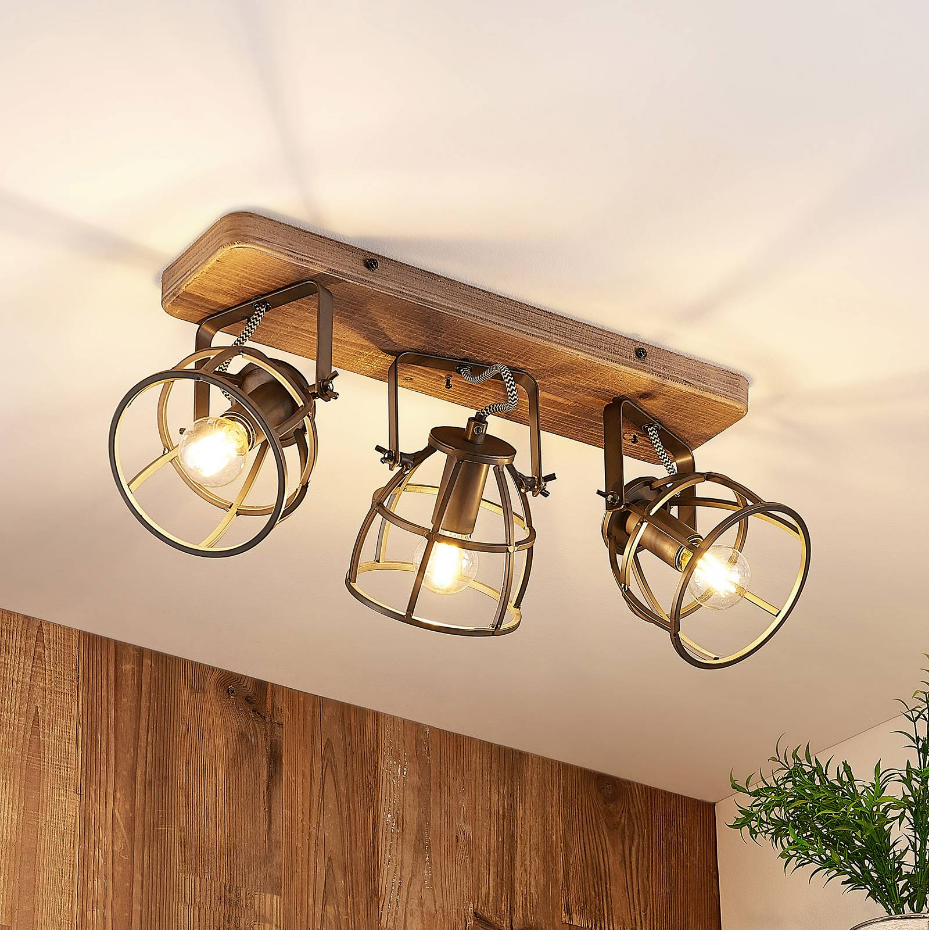 Plafonnier en bois vintage, Rutger