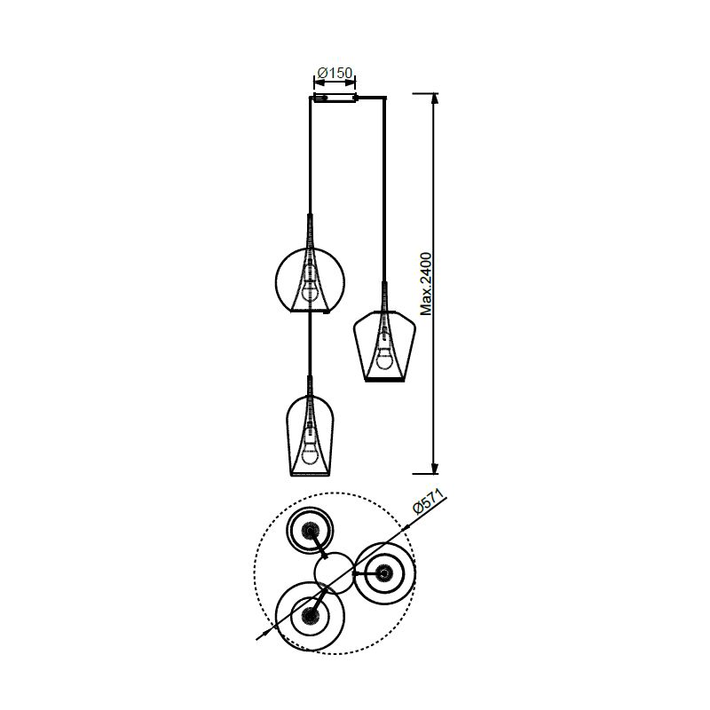 Suspension en verre italien, D.57.1 , ELSA