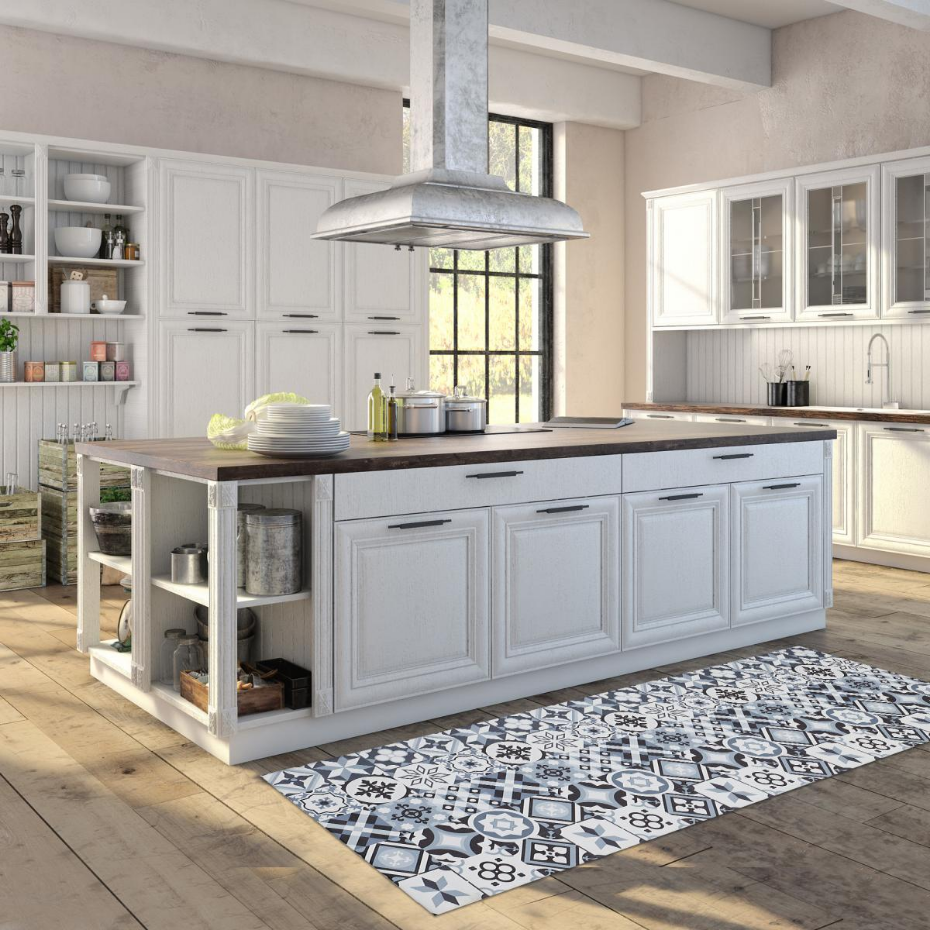 Tapis de cuisine en PVC motif floral PVC KIT