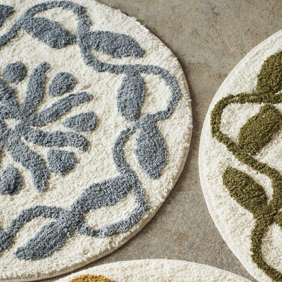 Tapis de bain rond coton tufté