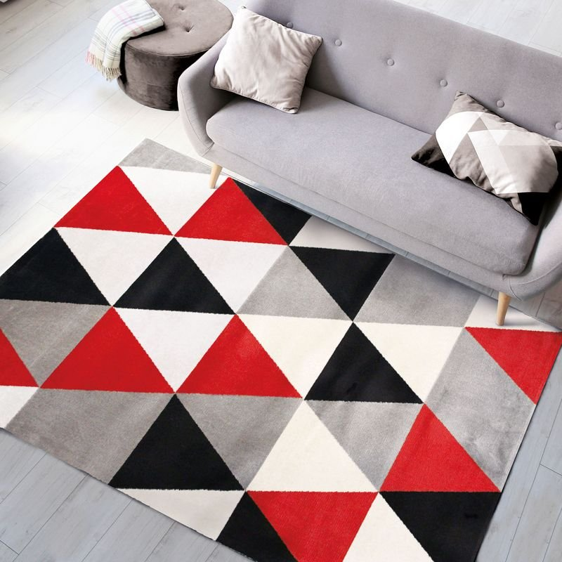 Tapis salon toucher laineux motif triangles  GEO SCANDI