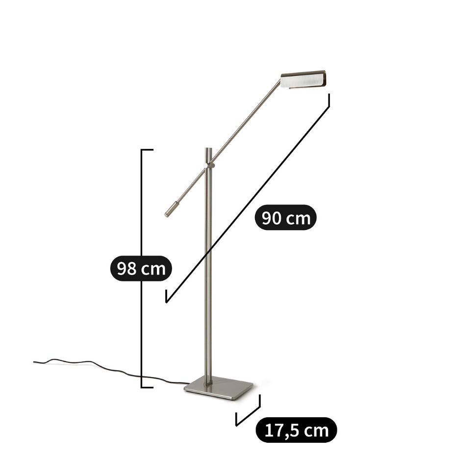 Lampadaire-liseuse articulé, nickel satiné, Phili