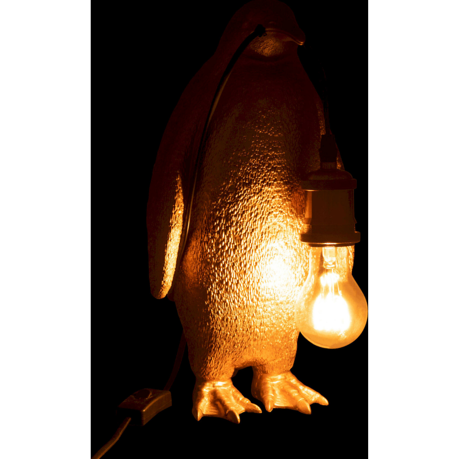 Lampe pingouin en résine décorative
