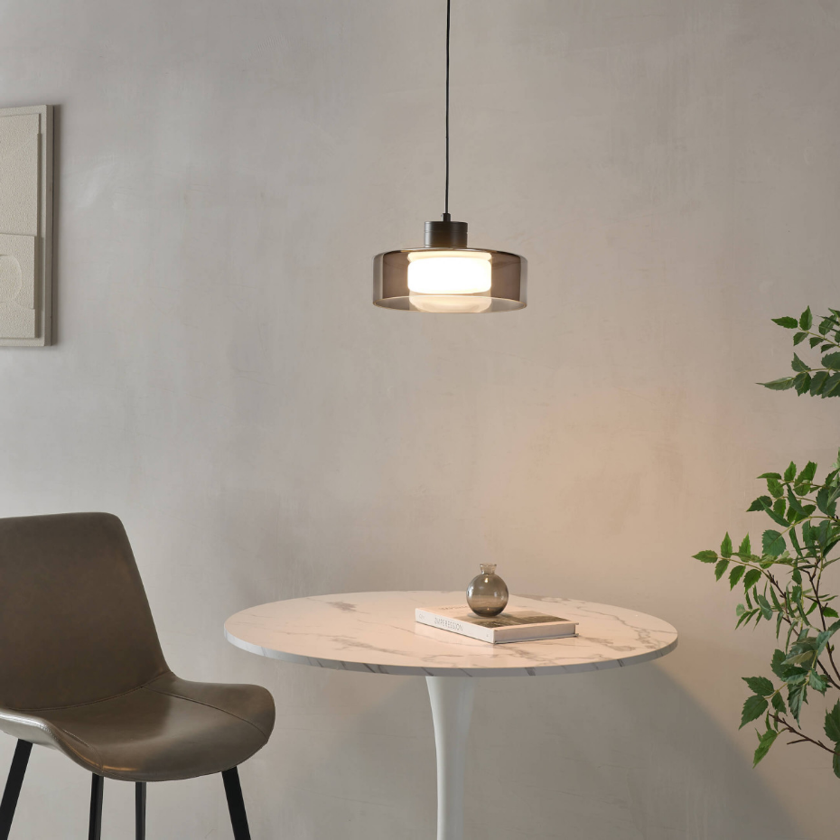 Suspension LED avec verre fumé - VALDO