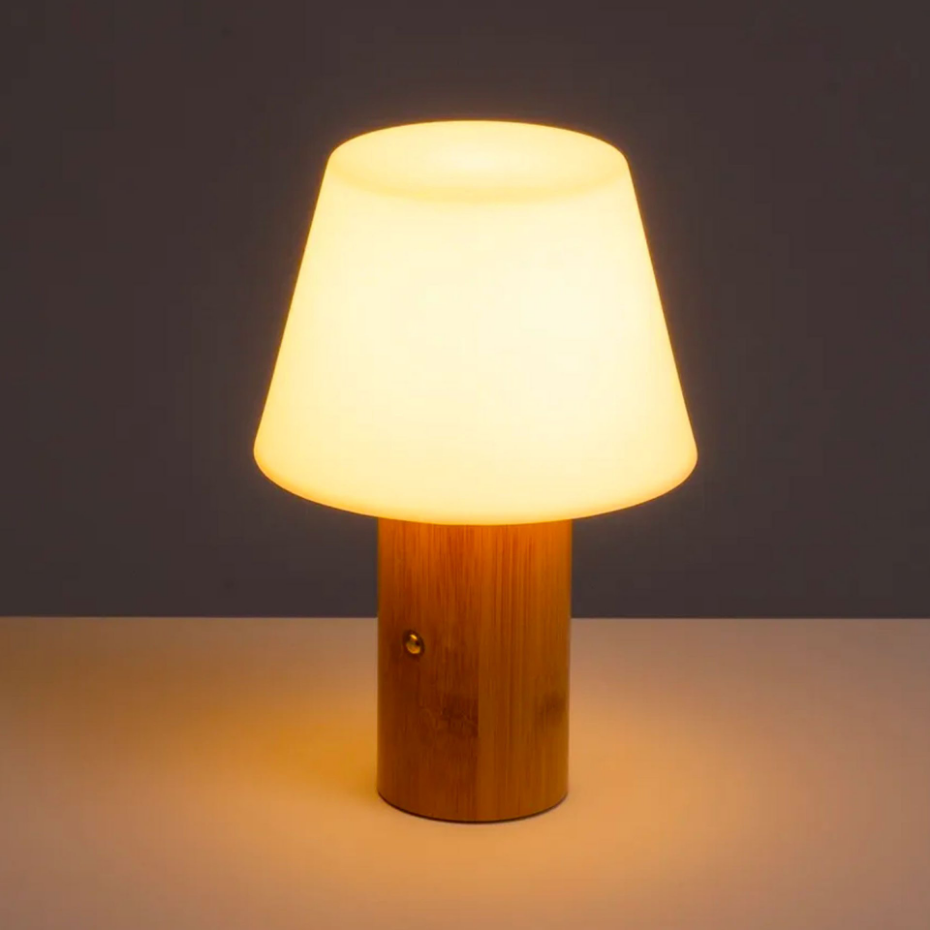 Lampe à poser bambou LED sans fil 15x15x23cm