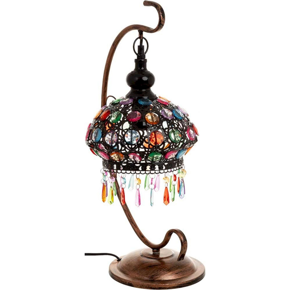 Lampe de table en métal perles colorées style bohème