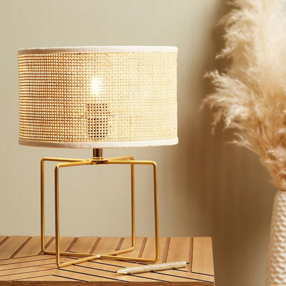 Lampe Métal Rotin Yuca Beige