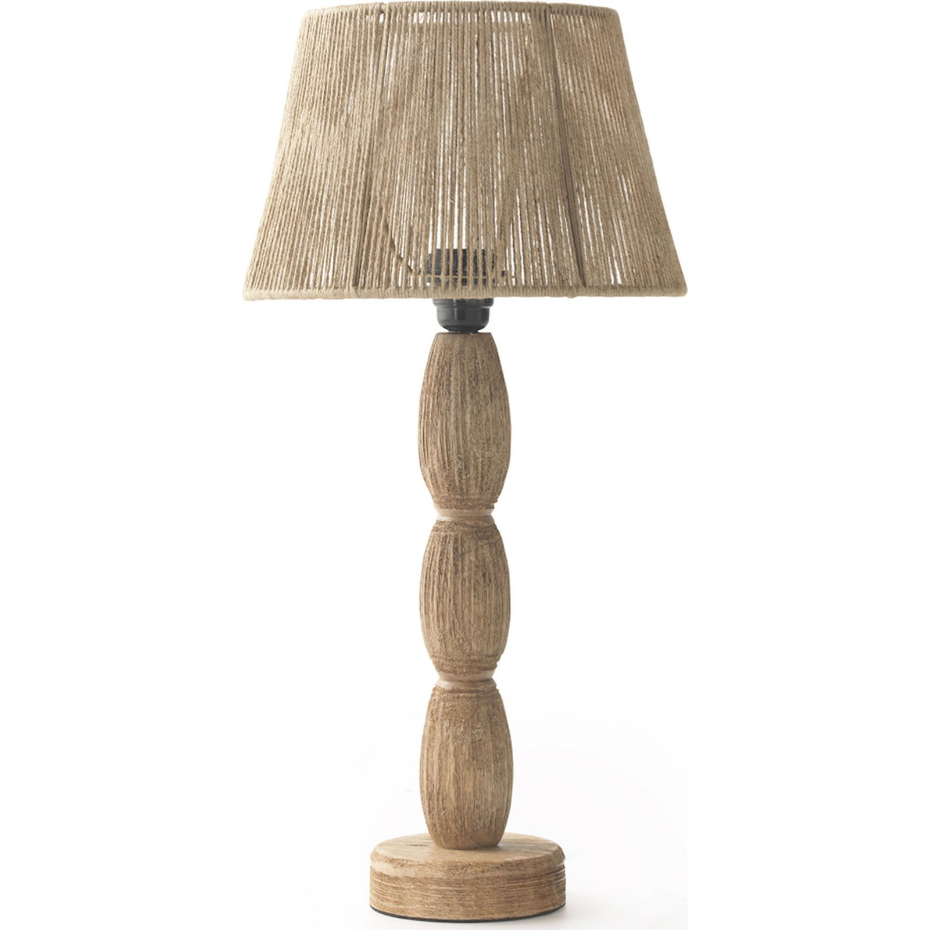 Lampe de table ronde en bois et jute