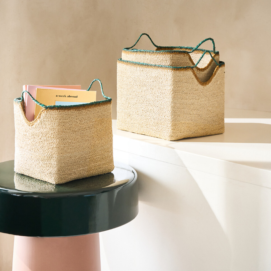 Lot de 3 paniers aux contours et biais colorés, KOTUM
