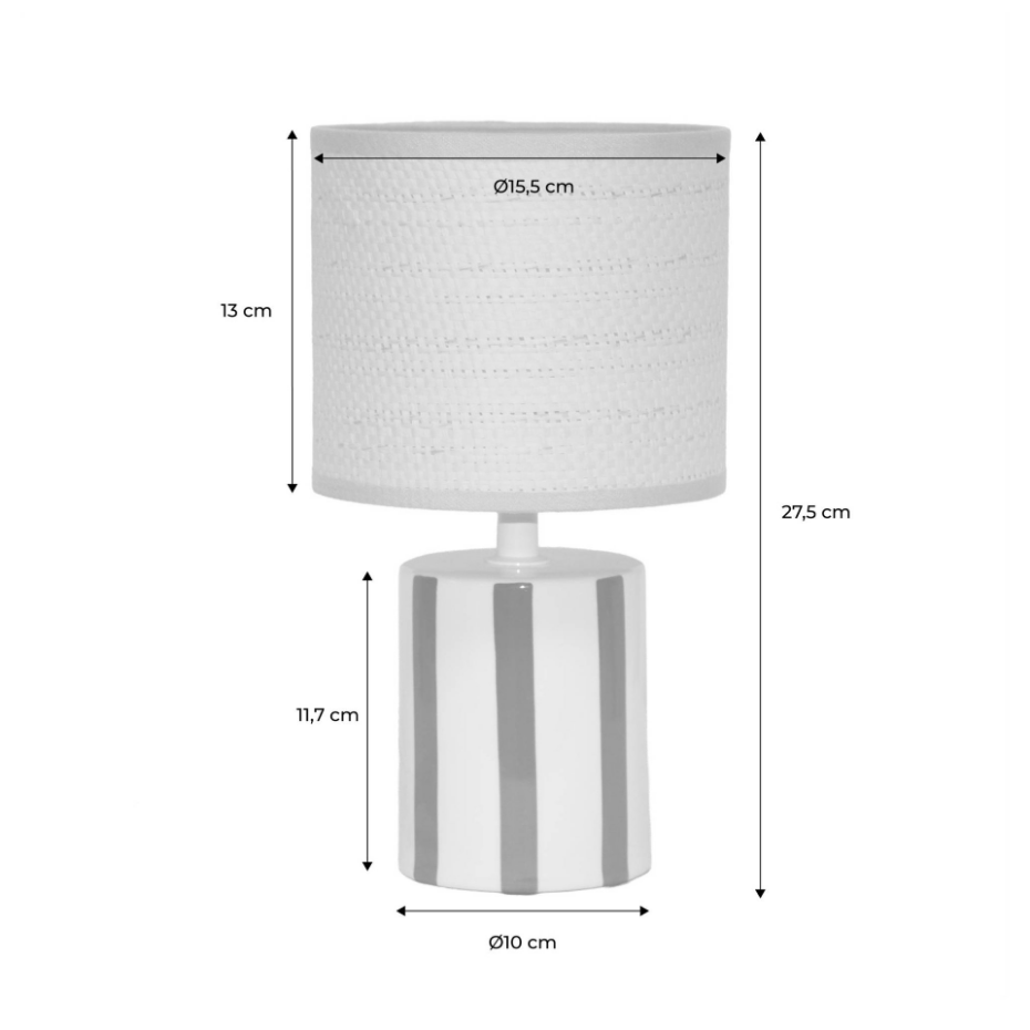 Lampe de table intérieur céramique abat-jour effet rotin H 28cm AURORE