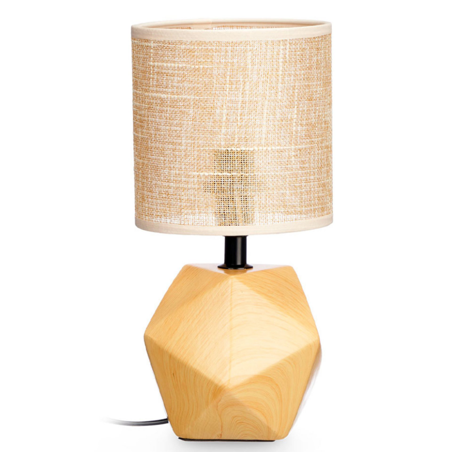Petite lampe à poser céramique effet bois 14x14x28.5cm