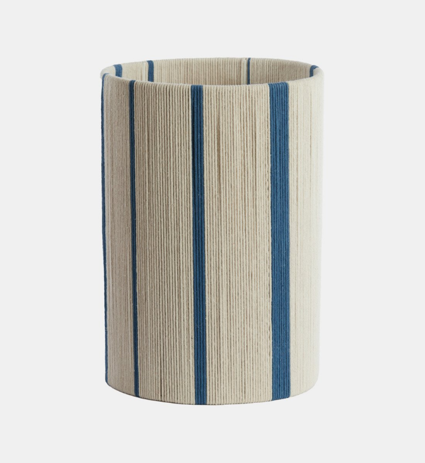 Abat-jour Tube - Medan - Ø25 Cm - Crème Et Bleu