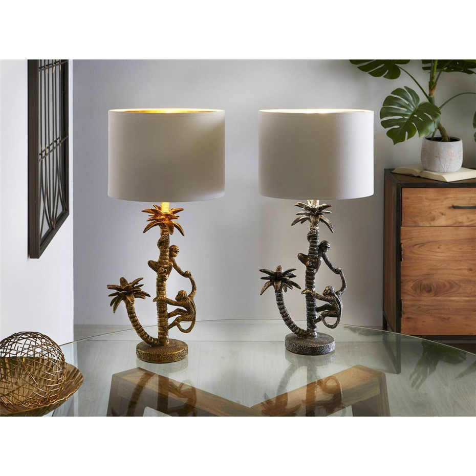 Lampe de table ronde en résine décor jungle