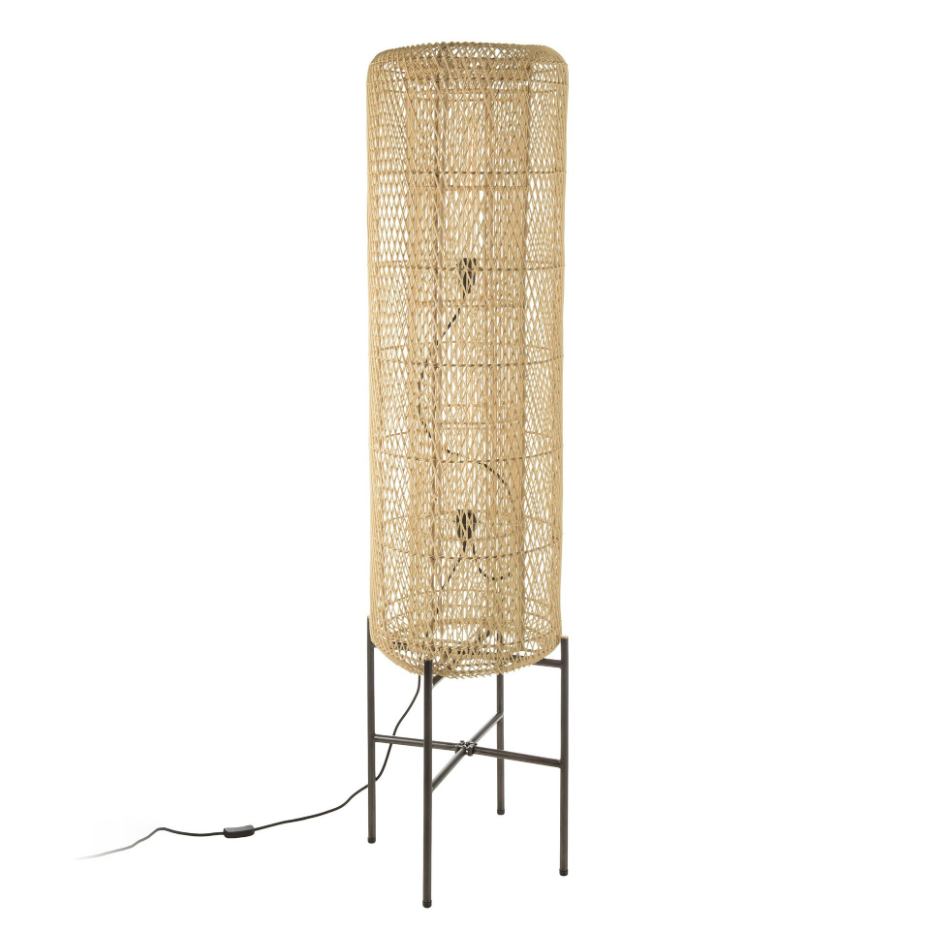 Lampadaire en rotin pieds métal FOLELLI