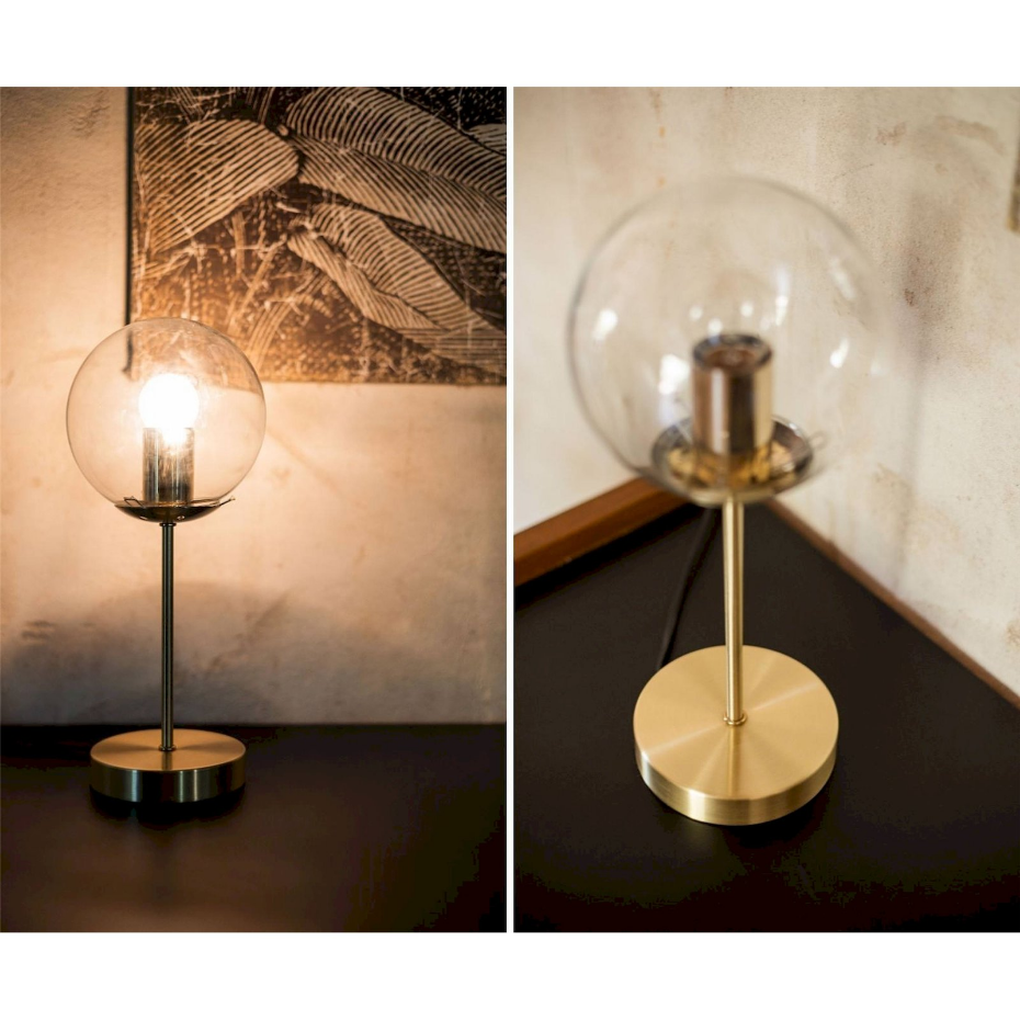 Lampe de table ronde en métal et verre transparent