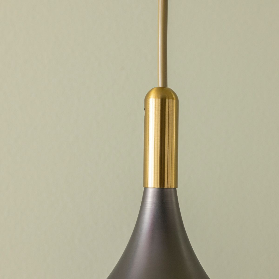 Lustre en métal noir et finition laiton doré H40-200 cm - ORION