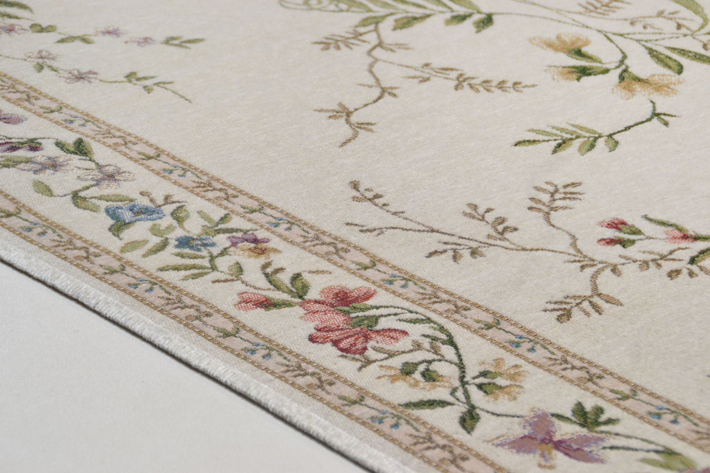Tapis floral tissé à la machine avec bordure - Flomi