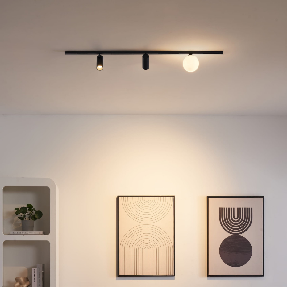 Kit rail LED 2 spots + 1 boule verre - LYNE
