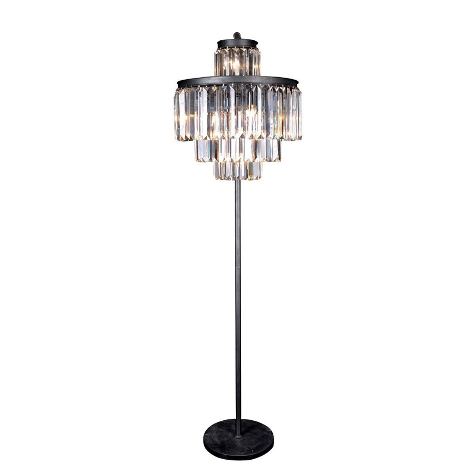 Lampadaire verre métal gris Fulgurant