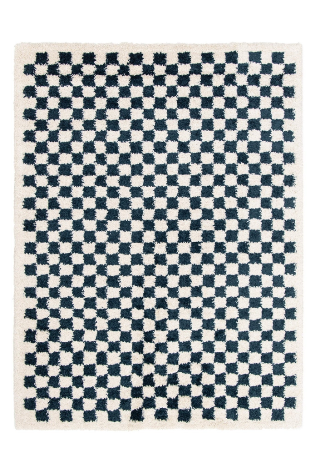Tapis damier poils longs doux et volumineux CHECKERS