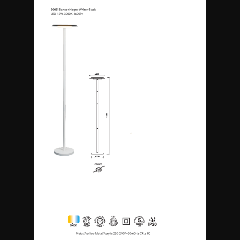 Lampadaire design en métal, TINA